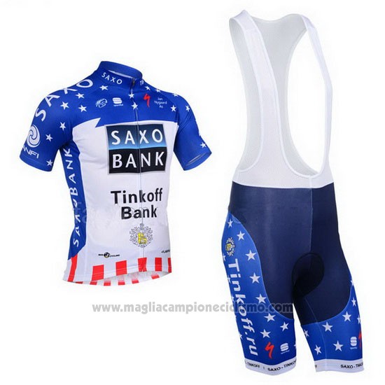 2013 Abbigliamento Ciclismo Tinkoff Saxo Bank Campione Stati Uniti Manica Corta e Salopette